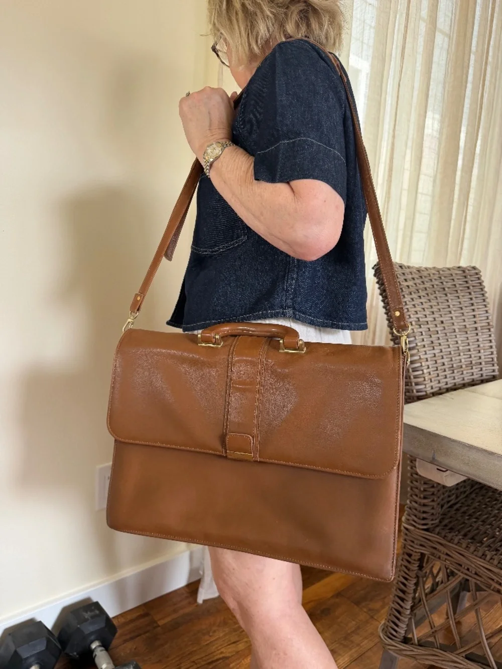 Vintage Cole Haan Leather Messenger Bag